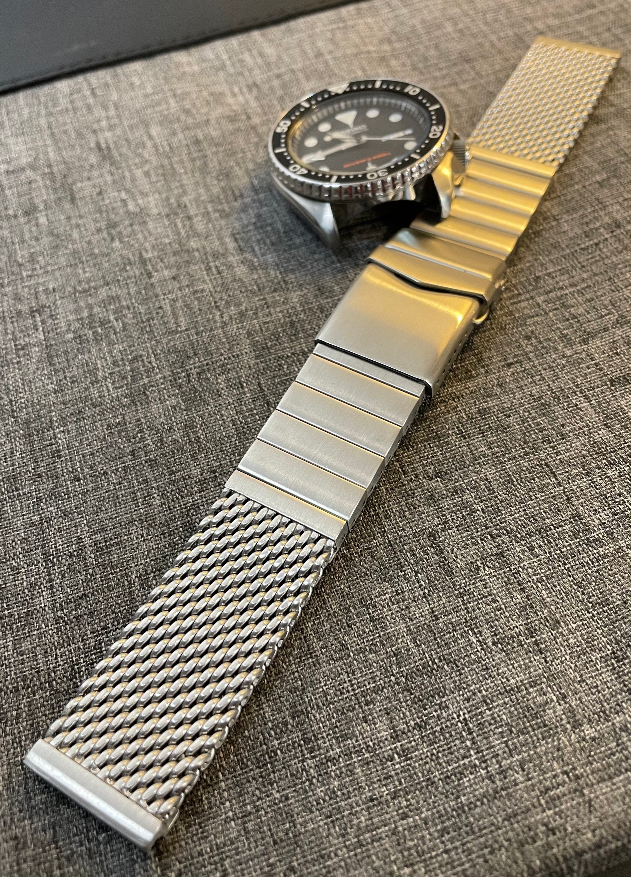 Genuine H Link Shark Mesh 316L Stainless Watch Strap - Satin