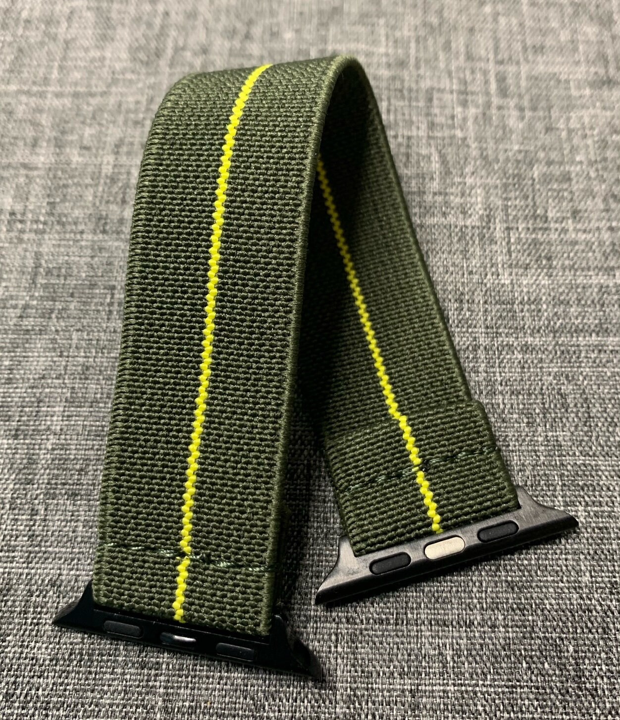 Apple Iwatch Elastic Nylon Watch Strap Green Yellow Stripe