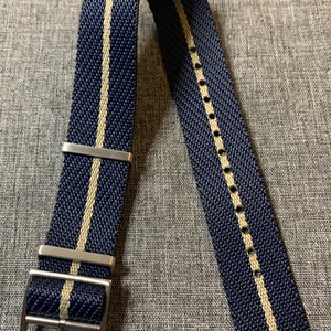 Premium Single Pass Tudor Nylon Watch Strap  / Blue-Black-Khaki / New / 20/22mm