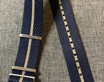 Premium Single Pass Tudor Nylon Watch Strap  / Blue-Black-Khaki / New / 20mm/22mm