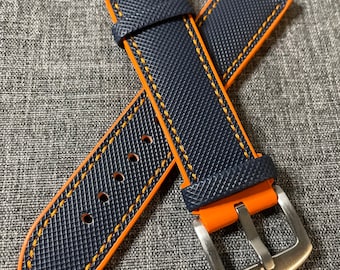 Correia de relógio de borracha superior dos esportes aquáticos de FKM/laranja azul/316 aço 20/22/24mm