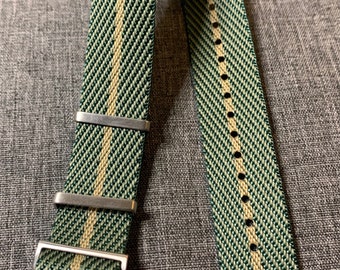 Premium Single Pass Tudor Nylon Watch Strap  / Green-Black-Khaki / New / 20mm/22mm