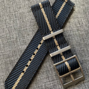 Vintage watch strap / Premium Nylon / Blue Black Sand / Stainless / 20mm/22mm