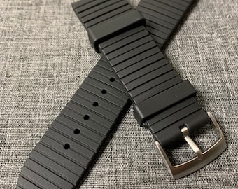 Correa de reloj premium FKM Rubber Tropic Diver / Negro / Nuevo 20/22mm Tropical Surf Sports