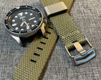 Cinturino sportivo in nylon premium/verde militare/kit hardware in acciaio - 20 mm/22 mm