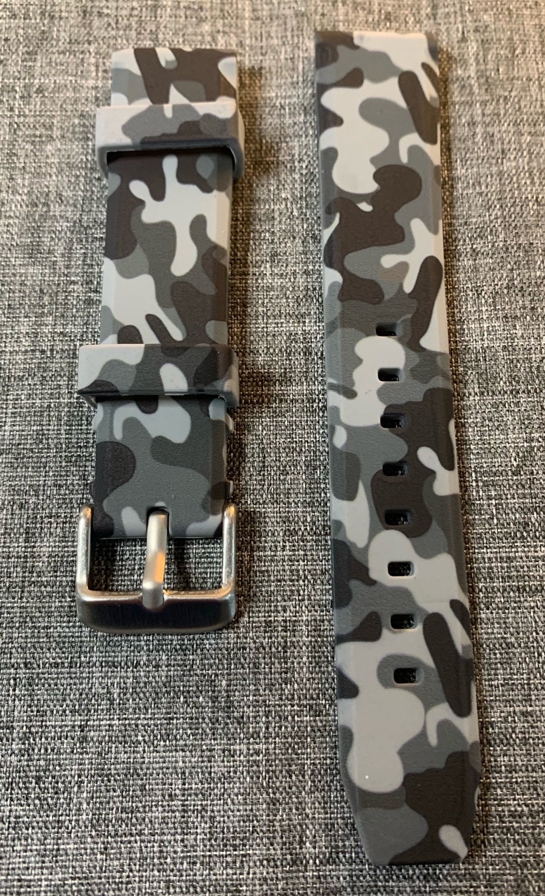 Silicone Sports Watch Strap / Grey Camouflage / Stainless Etsy