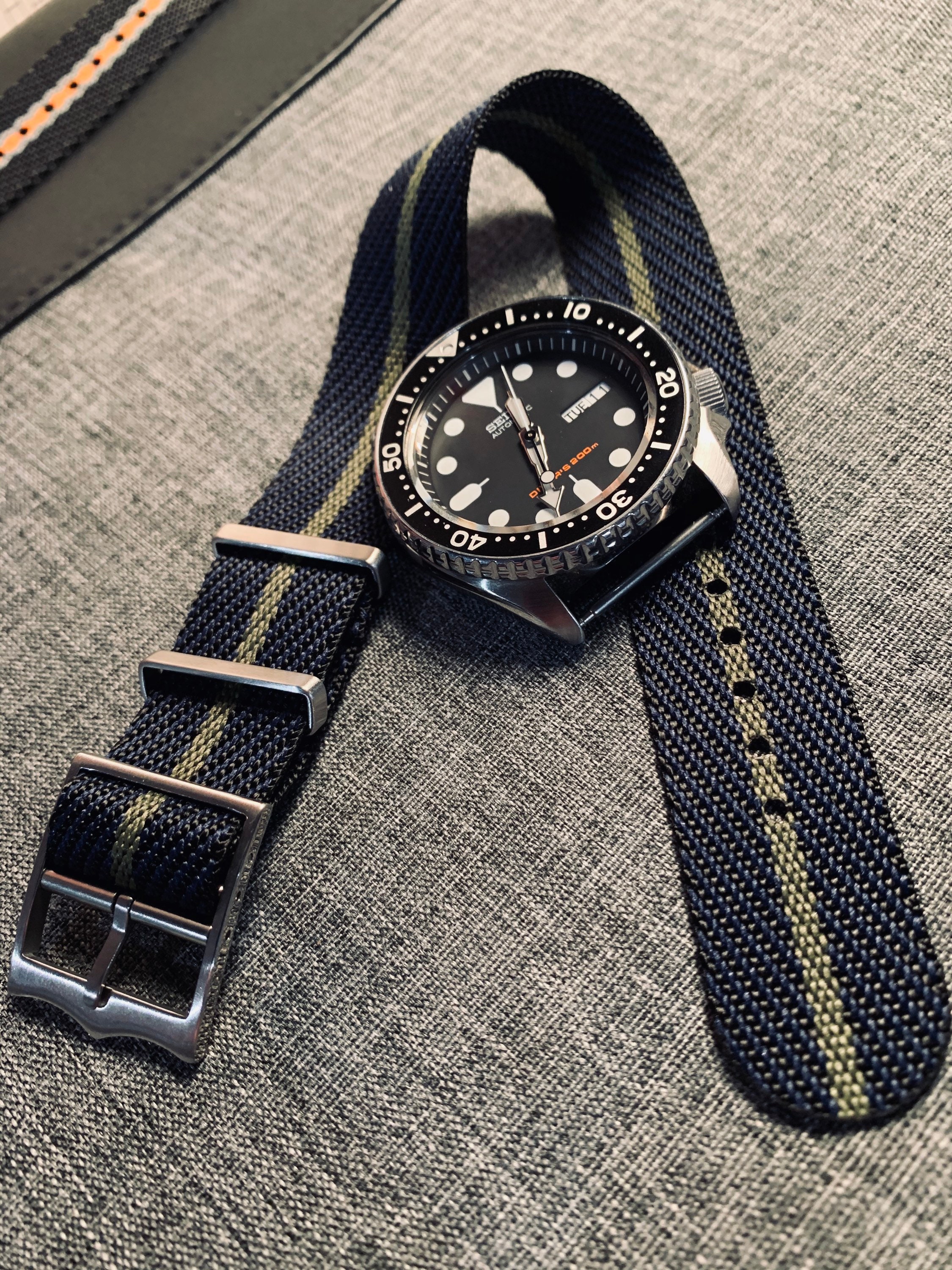 Premium Single Pass Tudor Nylon Watch Strap / Blue/khaki / New Etsy