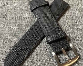2nd Generation / Sailcloth FKM Rubber Sports Watch Strap / Black / Black Stitching 316 Steel 20/22/24mm