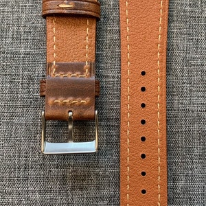 Cuir italien huilé haut de gamme / Bracelet-montre en cuir coupe vintage / Marron / Nouveau 20/22/24 mm image 5