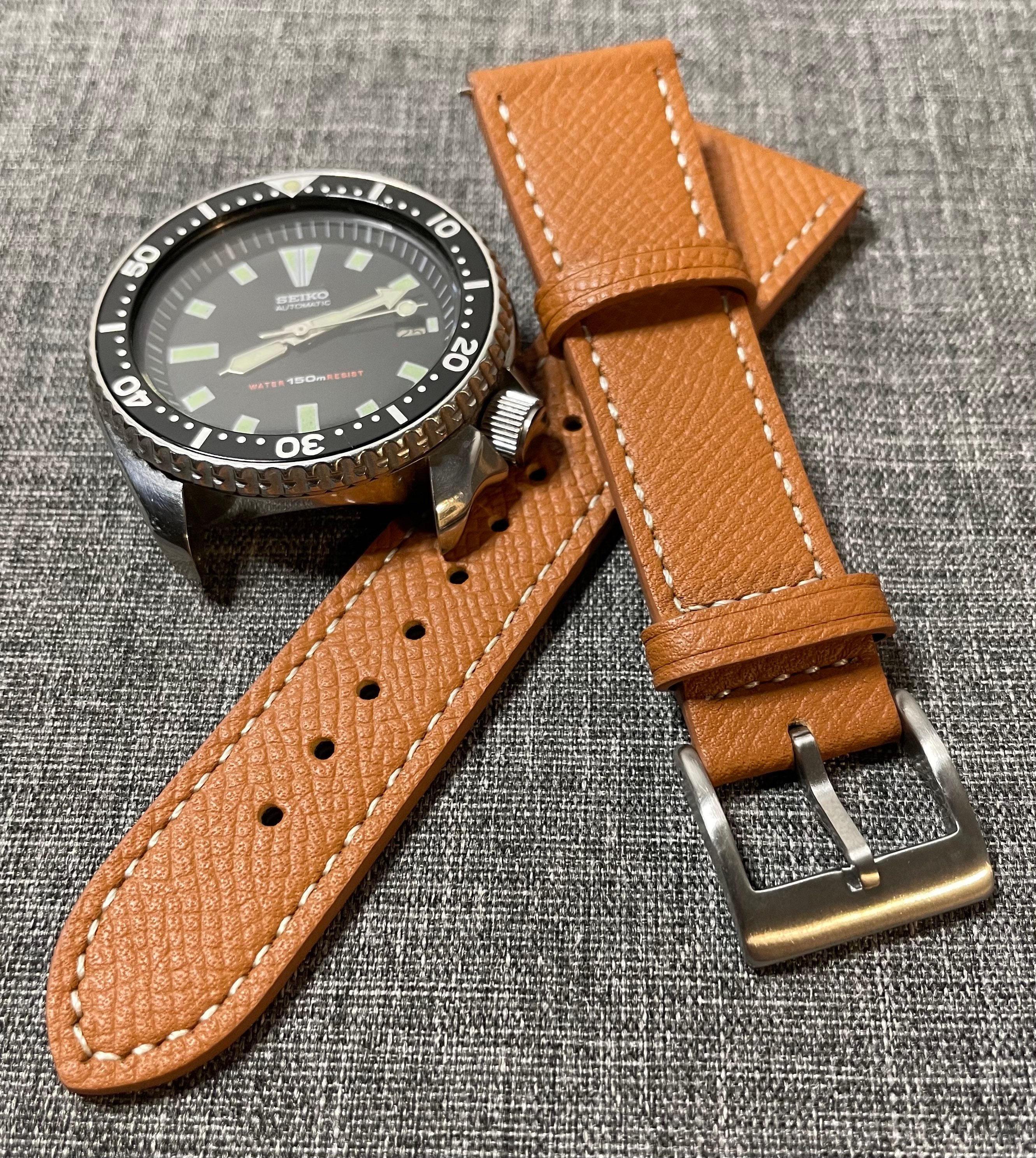 Black - Full Grained Epsom Leather Strap – luffwatchstrap