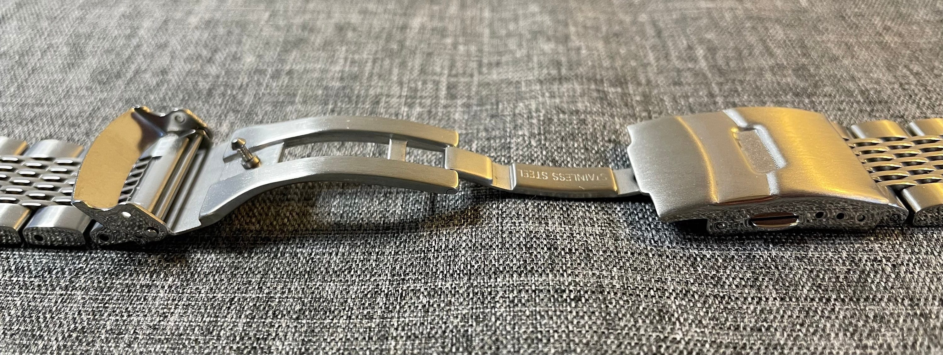 SINAIKE Bracelet De Montre En Métal Brossé Pour Hommes Et Femmes, 20 Mm, à Dégagement Rapide, 3D, 7 Perles, En Acier Inoxydable, Avec Double Fermoir, Argent