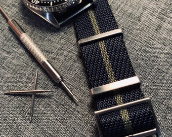 Cinturino Orologio Nylon Militare 21mm Cachi – 4 Anelli, Extra Lungo Con Strumenti Di Montaggio