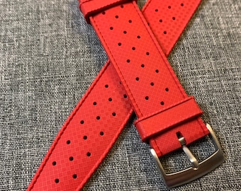 Correa de reloj de 2ª generación premium FKM Rubber Topic / rojo / nuevo impermeable tropical de 20/22 mm