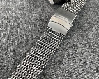 Bracelet de montre haut de gamme en acier inoxydable 316L, maille requin, 18/20/22/24 mm, sport