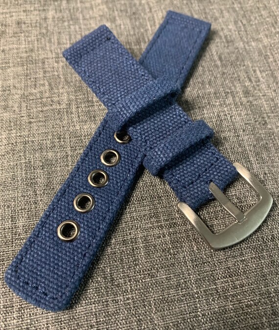 Navy canvas watch best sale strap