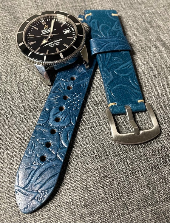 Bracelet Montre Cuir Bleu Foncé - Dégagement Rapide 18mm 20mm 22mm - Watchband Berlin Neuf
