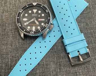 Correa de reloj Topic de caucho premium FKM de segunda generación/azul claro - 20/22 mm tropical resistente al agua