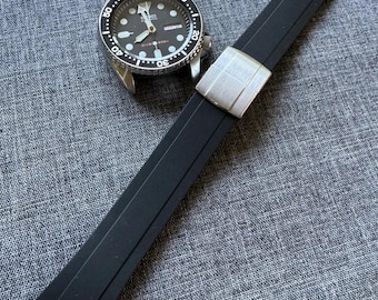 Correa de reloj de caucho FKM - Recortable - Estilo de competición - Cierre desplegable de ballesta (20 mm/22 mm) - Negro mate