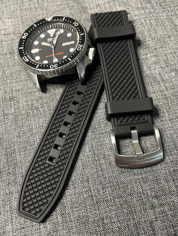 Seiko Liner Cinturino In Gomma 22mm Per Orologio Subacqueo Seiko SKX007 SKX009 - Mimetico, Nero Cinturino Watch 6