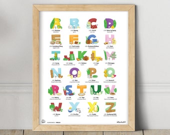 Filipino Vegetables Alphabet, Filipino English, Gulay ABCs, Printable Art