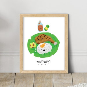 Chicken Inasal, Filipino food, Downloadable Printable Art with Baybayin, Wall Decor