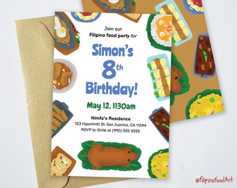 Filipino Food Party Invitation, Kids Party Invite for Girls Boys, Downloadable Printable Art, Editable Template, 5x7