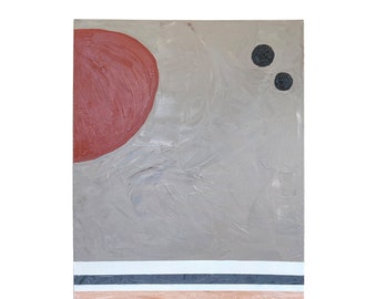 Handmade Burnt Orange Abstract Oil Painting, 30x40 Canvas