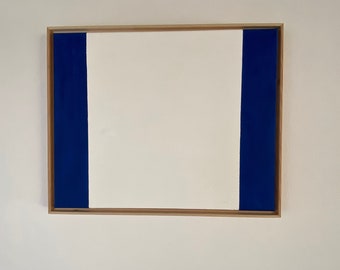 Cobalt Blue Stripe Original Oil Painting | Maple Floater Frame