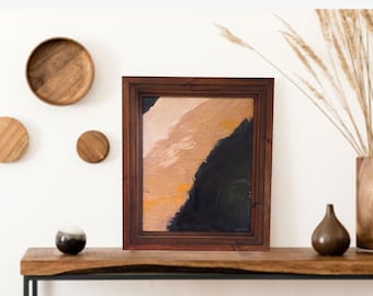 Abstract Oil Painting on Canvas, Dark Wood Frame, 'Desert Sands'