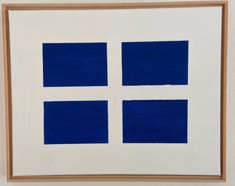 Cobalt Blue Squares Oil Painting | Framed Modern Art