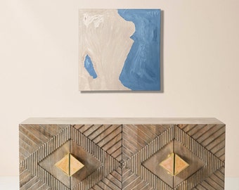 Abstract Blue Oil Painting on Canvas | Bold Texture, 20x20