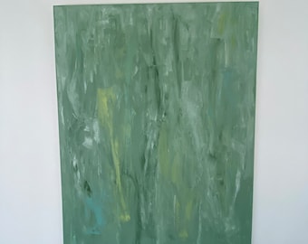 Original Verdant Abstract Oil Painting, Handmade Landscape, 30x40