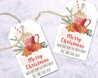 Étiquettes-cadeaux imprimables de Noël, étiquettes-cadeaux modifiables PDF | Étiquettes d'impression et de découpe personnalisables imprimables numériques