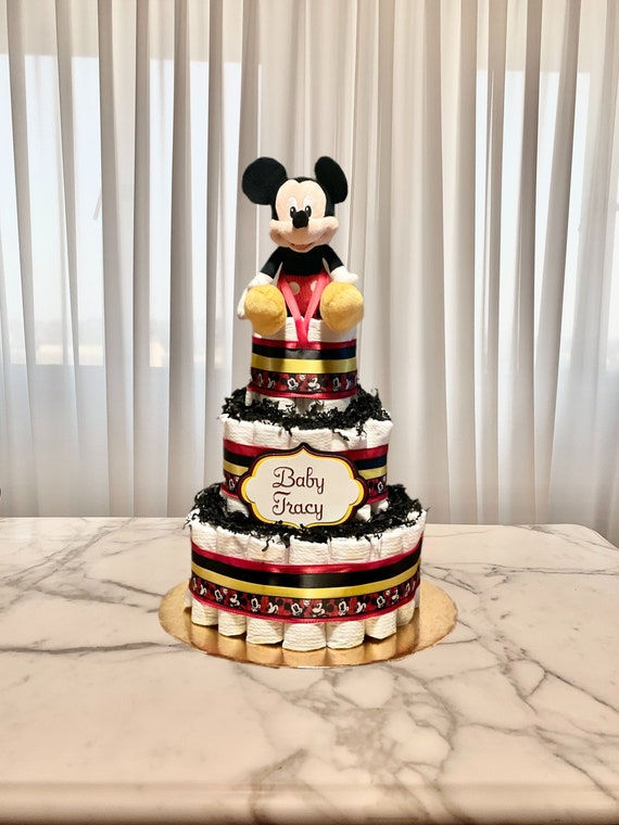 Mickey mouse boy new baby nappy cake baby shower gift 