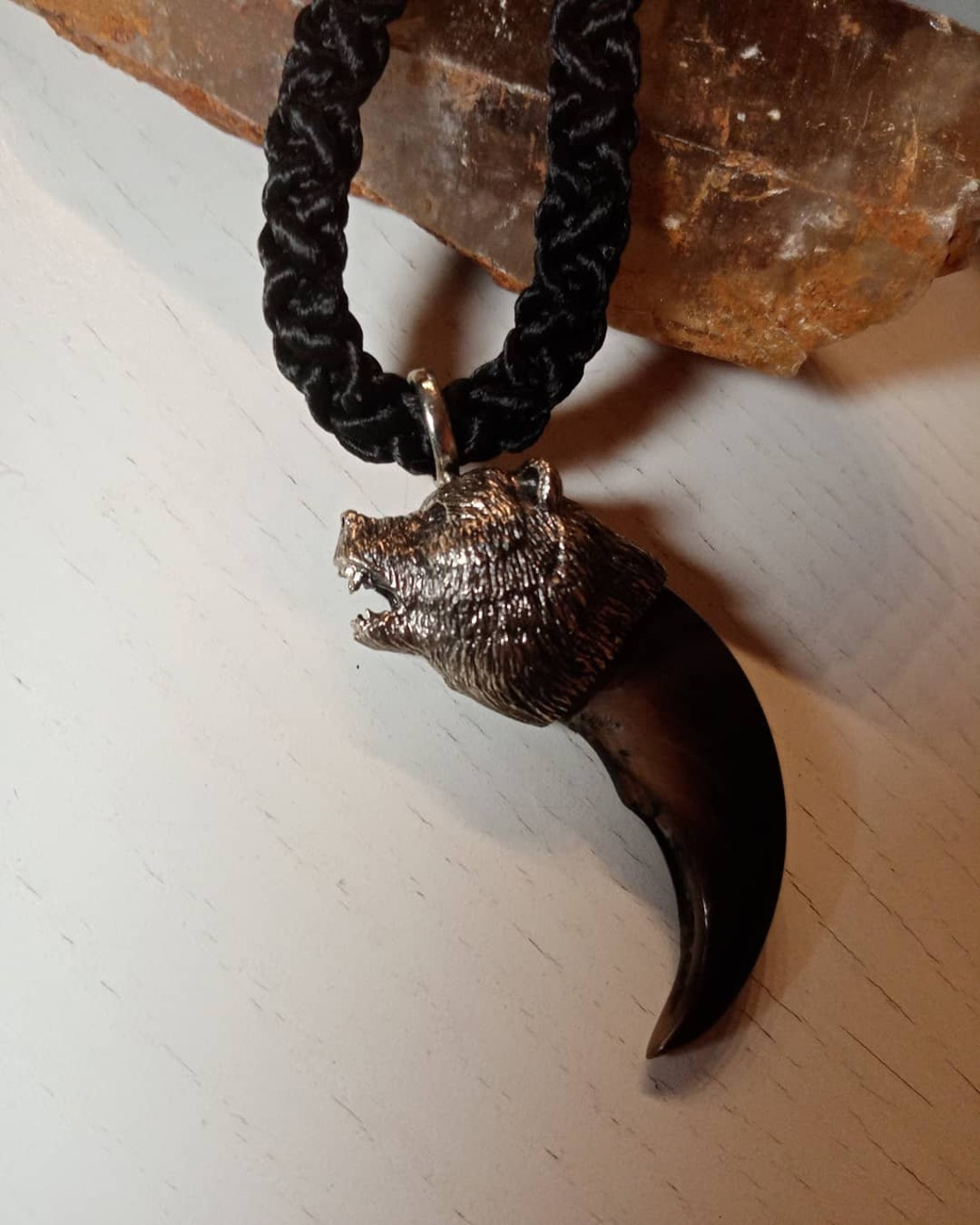 Real Bear claw necklace pendant bronze Etsy