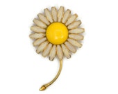 Weiss Enamel Daisy Brooch Vintage 1960s