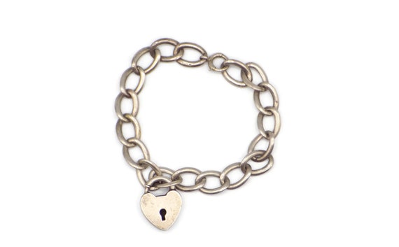 B.A. Ballou Sterling Padlock Heart Charm Bracelet