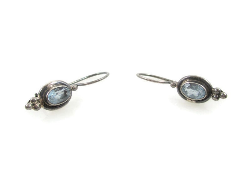 Sterling Silver /& Light Blue Gemstone Ethnic Boho Dangle Earrings