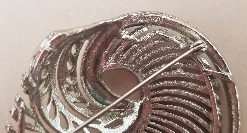 LISNER Signed 1960s Silvertone Brooch Pin Abstract Modernist Style Vintage