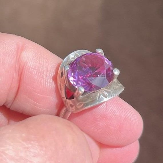 Sterling Ring Size 6.75 Lab Created Color Change … - image 3