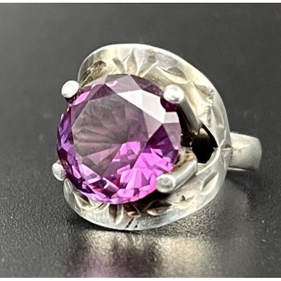 Sterling Ring Size 6.75 Lab Created Color Change … - image 1