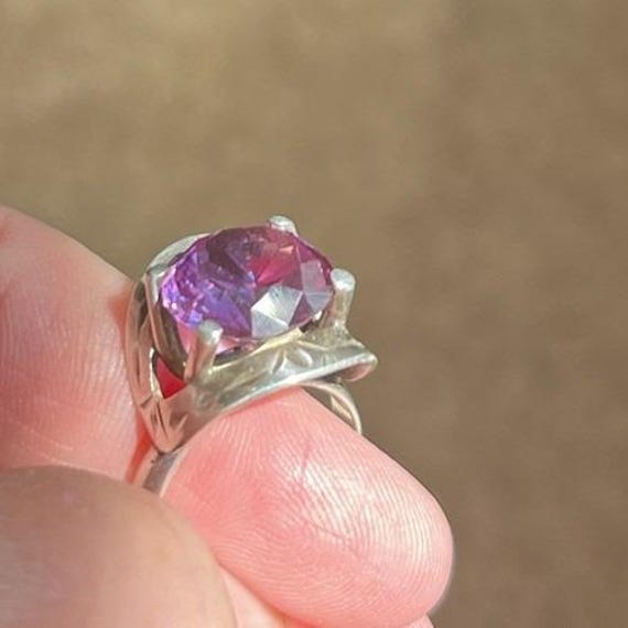 Sterling Ring Size 6.75 Lab Created Color Change … - image 4