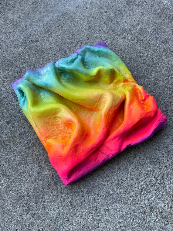 8x8 Rainbow Fabric Texture Painting on Cradled Wood Panel Etsy