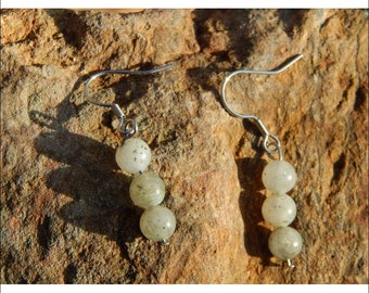 Labradorite drop earrings, 3 beads natural gemstone