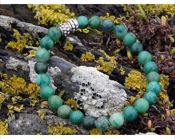 African green jade, natural gemstone, stretch bracelet