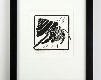 Vagabond - Hermit crab Linocut Print