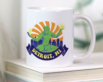 Detroit Michigan Gift Mug 11oz. Funky Motown Vacation Souvenir Coffee Cup