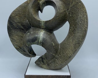 \u201cKissing Giraffe Couple\u201d AFRICAN ART Shona Stone Sculpture