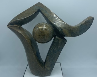 \u201cKissing Giraffe Couple\u201d AFRICAN ART Shona Stone Sculpture