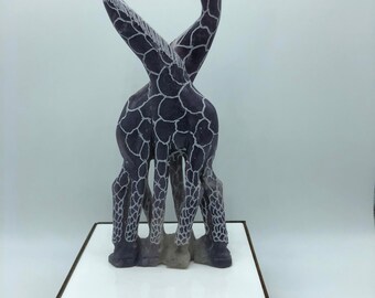 \u201cKissing Giraffe Couple\u201d AFRICAN ART Shona Stone Sculpture